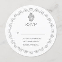 Elegant Hamsa Runde Hochzeit RSVP Karte