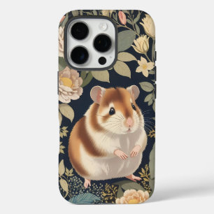 Elegant Hamster William Morris Inspirierte floral iPhone 16 Pro Hülle