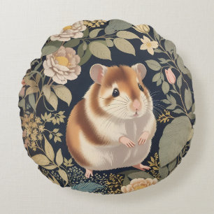 Elegant Hamster William Morris Inspirierte floral Rundes Kissen