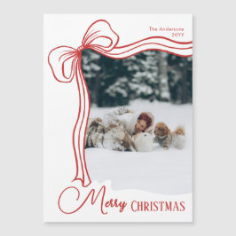 Elegant Hand Drawn Bow Christmas Magnetic Card Magnetkarte