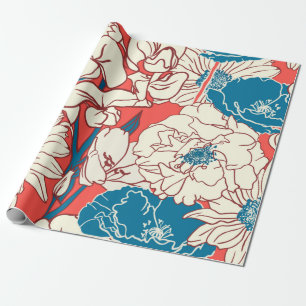 Elegant hand drawn Floral Pattern, Garden Flowers. Geschenkpapier