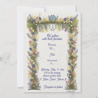 Elegant Hand-Drawn Floral Wedding Invitation  Einladung