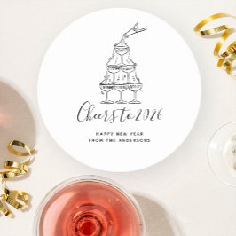 Elegant Hand Drawn New Years Eve Party Paper Plate Runder Pappuntersetzer