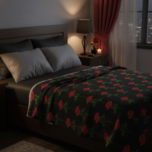 Elegant Hand-Drawn Rose Throw Blanket Fleecedecke (Von Creator hochgeladen)