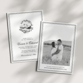 Elegant Hand Drawn Swan Vintage Botanical Wedding Einladung