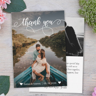 Elegant Hand Lettered Wedding Photo Thank You Card Dankeskarte