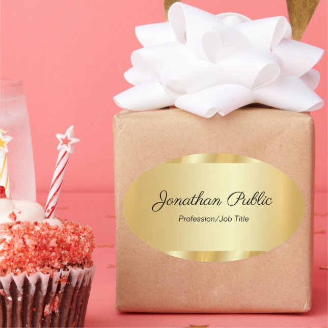 Elegant Hand Script Glamorous Template Gold Ovaler Aufkleber (Party)