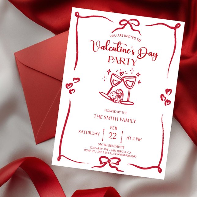 Elegant handdrawn Valentine's day party Invitation Einladung (Von Creator hochgeladen)