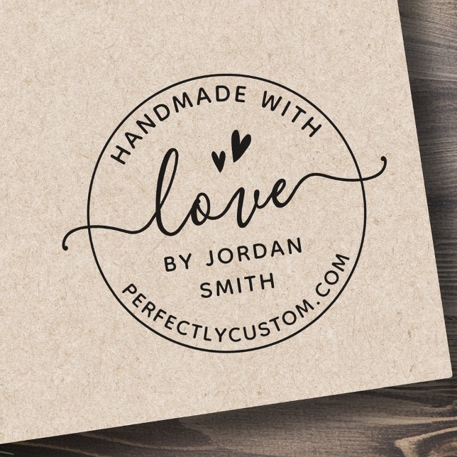 Elegant handgefertigt mit Liebe nach Ihrem Namen Gummistempel (Elegant handmade with love by your name rubber stamp)