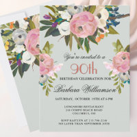 Elegant handgemalt Floral 90. Geburtstagsparty