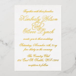 Elegant handgeschriebene Calligraphy Luxe Wedding Folieneinladung