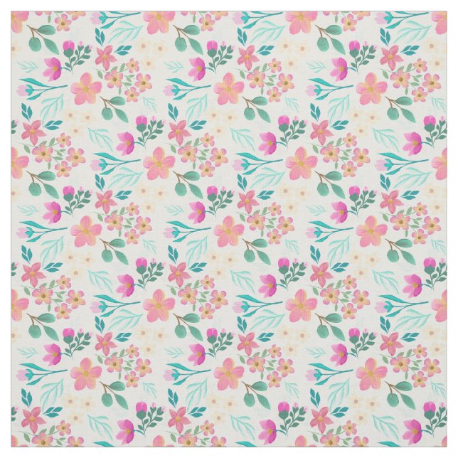 Elegant handgezeichnet rosa Blumendesign Stoff (Muster)