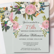 Elegant Handpainted Floral 75th Birthday Party