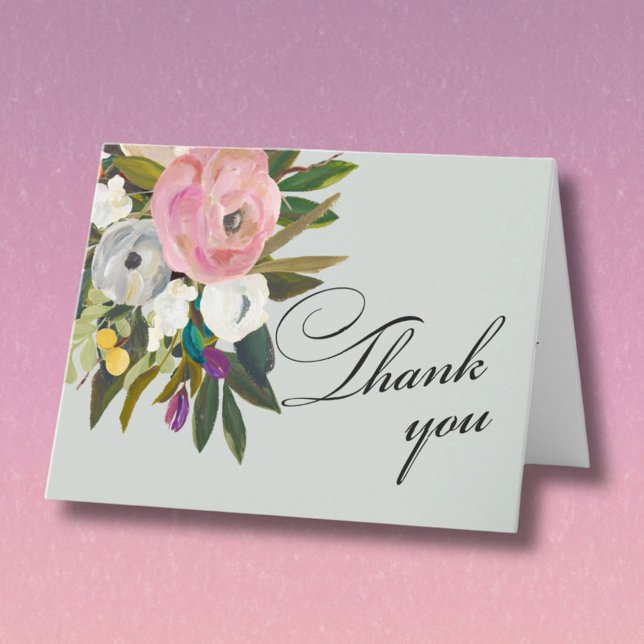 Elegant Handpainted Floral Budget Retirement Dankeskarte (Von Creator hochgeladen)