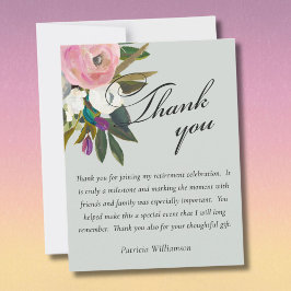 Elegant Handpainted Floral Budget Retirement Dankeskarte