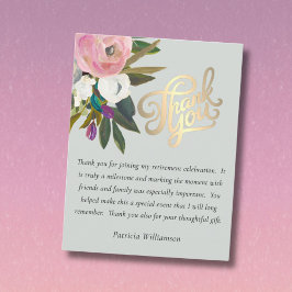 Elegant Handpainted Floral Budget Retirement Dankeskarte