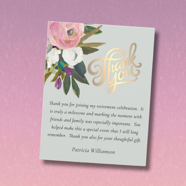 Elegant Handpainted Floral Budget Retirement Dankeskarte (Von Creator hochgeladen)