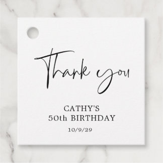 Elegant handschriftlich Schwarz-weiß 50. Geburtsta Geschenkanhänger