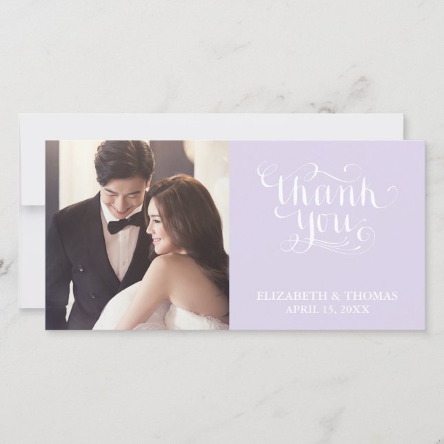 ELEGANT HANDSCHRIFTLICHE SCRIPT FOTO DANKEN SIE KA DANKESKARTE (Vorderseite)