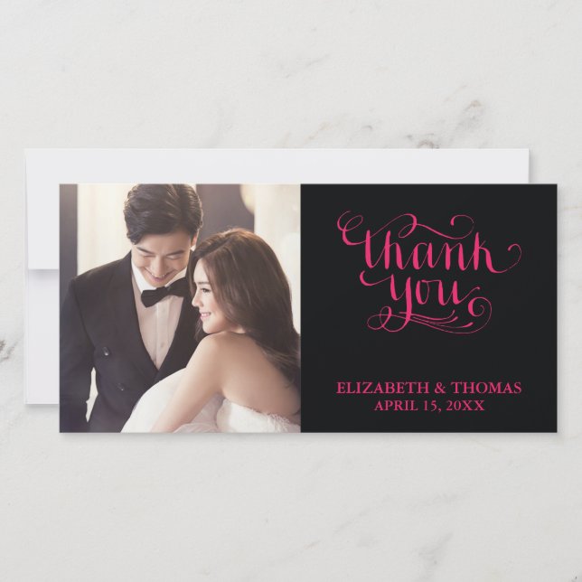 ELEGANT HANDSCHRIFTLICHE SCRIPT FOTO DANKEN SIE KA DANKESKARTE (Vorderseite)