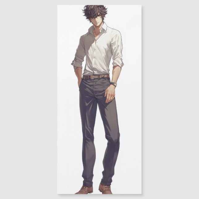Elegant Handsome Anime Man Magnetkarte (Vorderseite)
