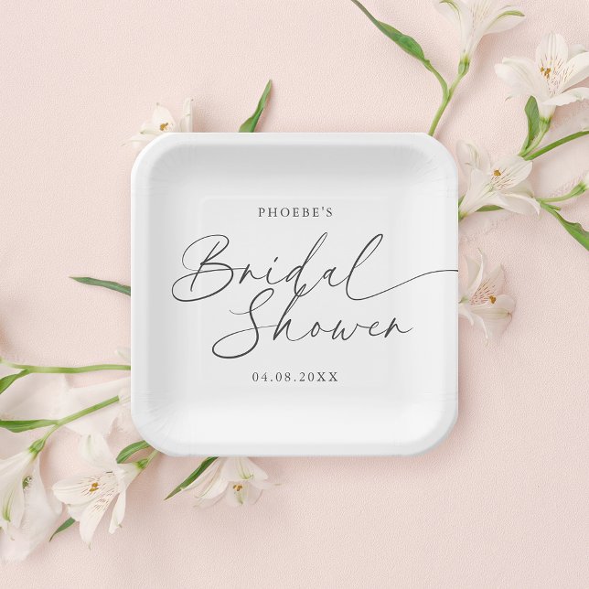 Elegant Handwritten Script Bridal Shower Pappteller (Von Creator hochgeladen)