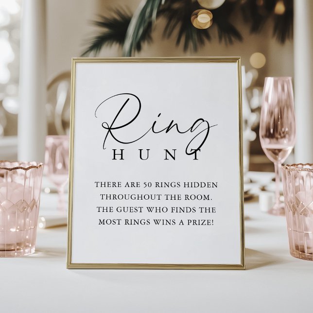 Elegant Handwritten Script Bridal Shower Ring Hunt Poster (Von Creator hochgeladen)