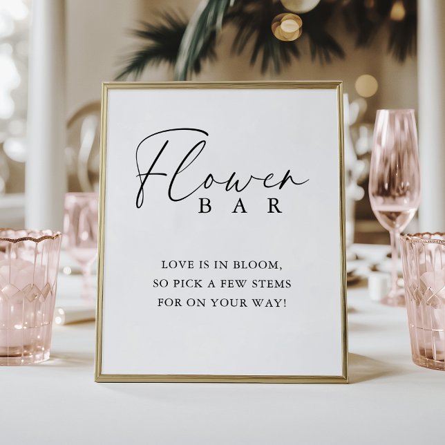 Elegant Handwritten Script Shower Flower Bar Poster (Von Creator hochgeladen)