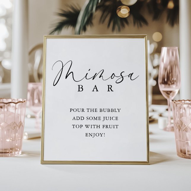 Elegant Handwritten Script Shower Mimosa Bar Poster (Von Creator hochgeladen)