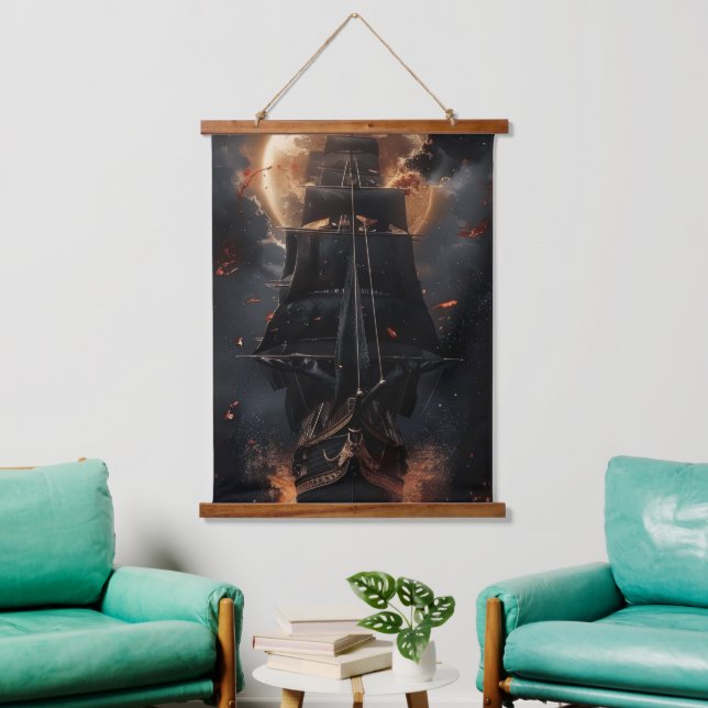 elegant Hanging Tapestry modern chic abstract Wandteppich Mit Holzrahmen (Wohnzimmer)