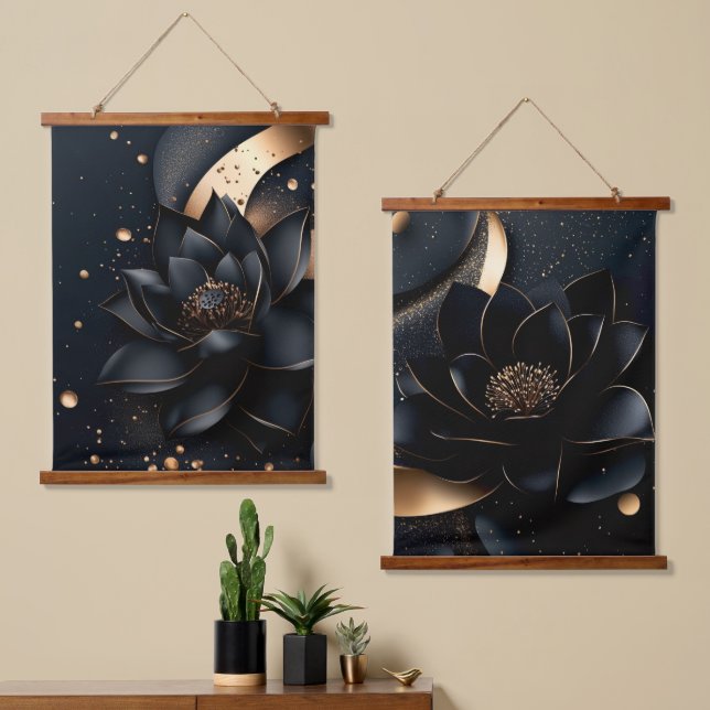 elegant Hanging Tapestry modern chic stylish Wandteppich Mit Holzrahmen (Asymmetrisch)