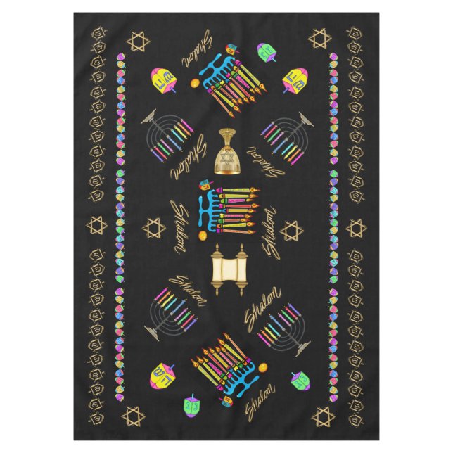 Elegant Hanukkah Chanukah Tablecover Tablecloth Tischdecke (Vorderseite)
