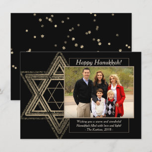 Elegant Hanukkah Gold Moderner Star des David Foto Feiertagskarte