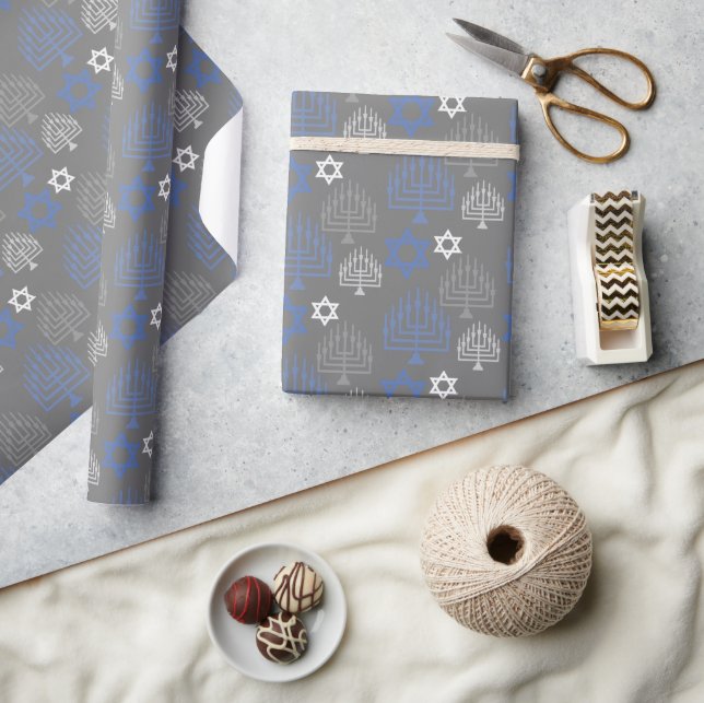 Elegant Hanukkah Holiday Pattern Geschenkpapier (Kunsthandwerk)