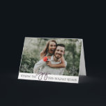 Elegant Hanukkah Joy Folded Foto Card Feiertagskarte<br><div class="desc">Elegante Imitate Glitzer lila Skriptfreudigkeit mit schieren Schneeflocken modernen Hanukkah gefaltete Fotokarte.</div>