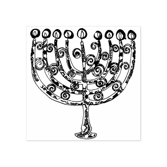 Elegant Hanukkah Menorah Candle Gummistempel (Prägung)