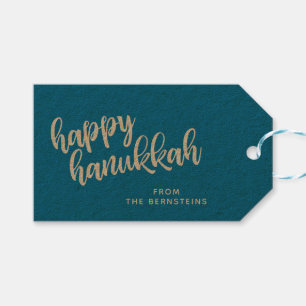 Elegant Hanukkah Modernes Script Personalisiert Geschenkanhänger