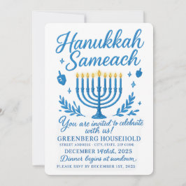 Elegant Hanukkah Sameach Dinner Einladung