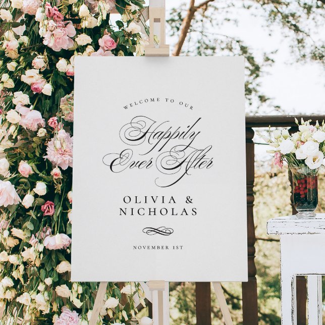 Elegant Happily Ever After Wedding Sign Poster (Von Creator hochgeladen)