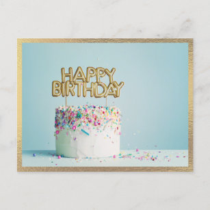 Elegant Happy Birthday Cake Modern Postkarte