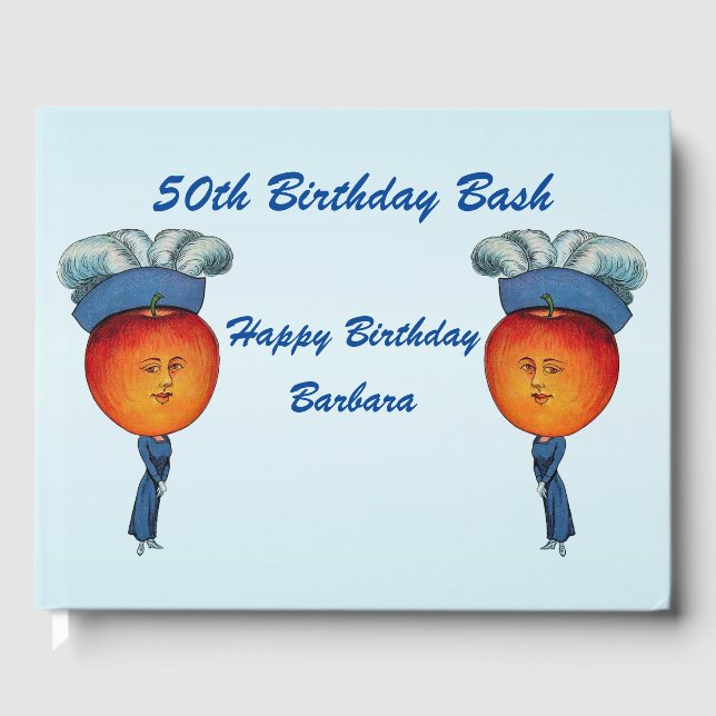 Elegant Happy Birthday Lady Apple Head Extravagant Gästebuch (Vorderseite)