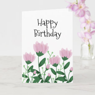 Elegant Happy Birthday Pink Blume Karte