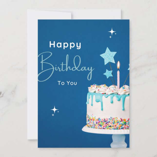 Elegant Happy Birthday Poster - Blue Theme Einladung (Vorderseite)