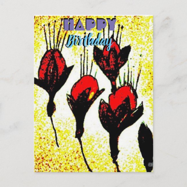 Elegant Happy Birthday Postkarte (Vorderseite)