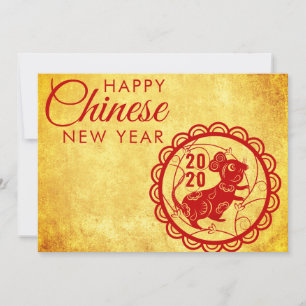 Elegant Happy Chinese New Year of the Rat 2020 Feiertagskarte