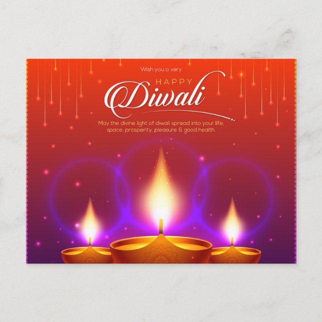 Elegant Happy Diwali Feiertagspostkarte (Vorderseite)