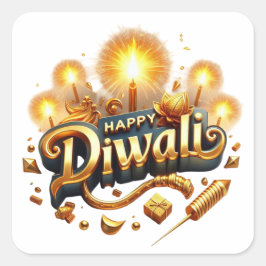 Elegant Happy Diwali Quadratischer Aufkleber