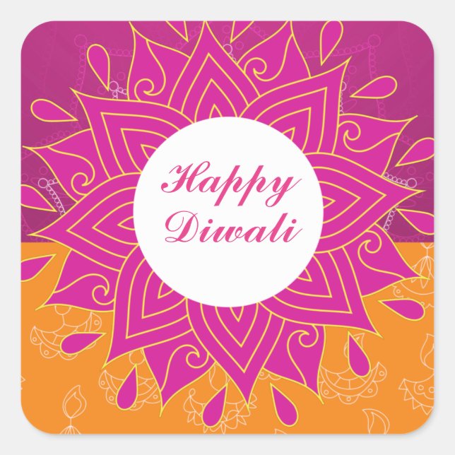 Elegant Happy Diwali Square Sticker (Vorderseite)