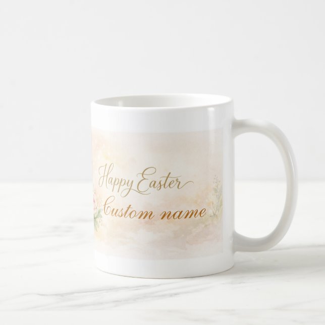 Elegant Happy Easter Mug – customizable  Kaffeetasse (Rechts)