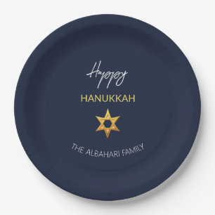Elegant Happy Hanukkah Golden David Star Pappteller